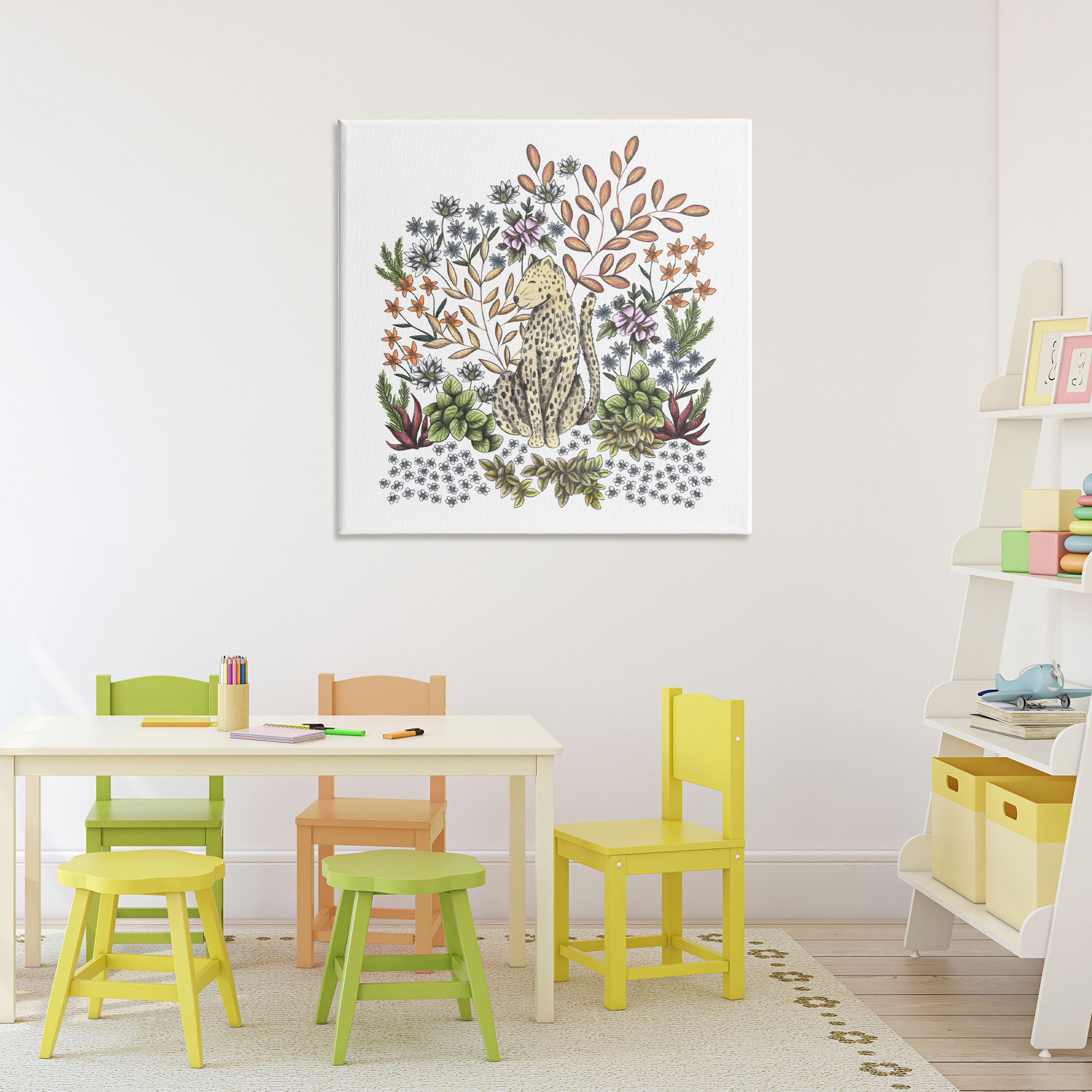 Jungle Wildlife Leopard Canvas Wall Art, design by Cecilia Battaini