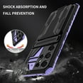 thumbnail image 6 of for Samsung Galaxy S23 Ultra Sliding Card Slot Back Case with Hidden Kickstand, Hybrid TPU + PC Fall Prevention Shock Absorption Anti-drop Protective Phone Case Cover for Galaxy S23 Ultra, Purple, 6 of 9