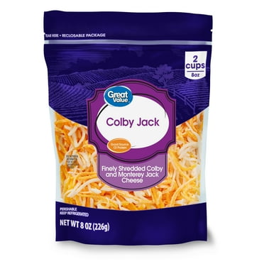 Great Value Colby Jack Finely Shredded Cheese, 8 oz Bag