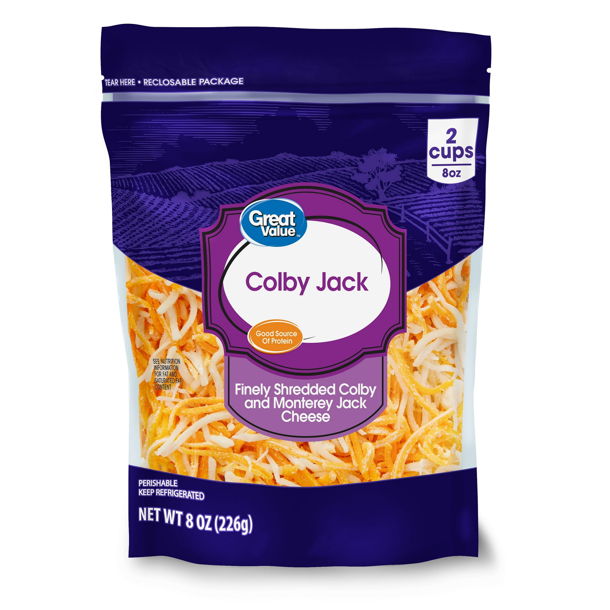 Great Value Colby Jack Finely Shredded Cheese, 8 oz Bag
