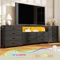 thumbnail image 6 of Romorgniz 12-Drawer Dresser TV Stand for 65/70/75 Inch TVs, Entertainment Center with LED Lights & Power Outlets, Fabric Drawers for Living Room, Black, 6 of 10