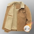thumbnail image 5 of CHEEREAM Men's Winter Jacket Thick Thermal Cotton Warm Fleece Lined Coat Trucker Lapel Work Cargo Jackets for Men Khaki M, 5 of 5