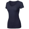 thumbnail image 3 of FashionOutfit Women's Solid Basic Various Colors V-Neck Short Sleeves Top, 3 of 4