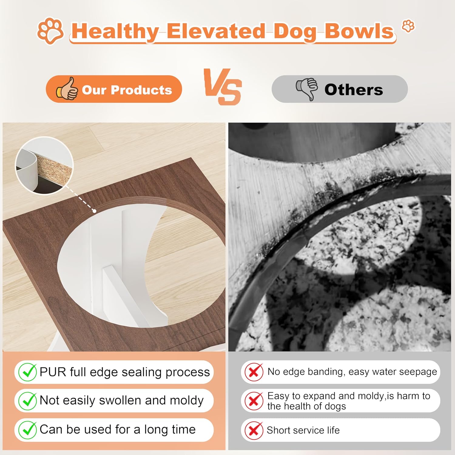 Elevated Dog Bowls,Farmhouse Dog Bowls Stand, Raised Dog Bowl with 2 Stainless Steel Wooden Dog Bowl 12 Cups 15.7''H 90 OZ Bowl-Farmhouse Style