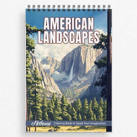 NETHOUSE American Landscapes Coloring Book For Adults Relaxation & Stress Relief 30 Coloring Pages of Iconic American Scenery Majestic National Parks and Breathtaking Mountains and Coastlines