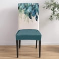 thumbnail image 4 of Chair Covers for Dining Room Set of 6,Stretch Dining Chair Slipcover Removable Chair Protector Covers, Watercolor Peacock Feather Teal Blue Turquoise Floral Green Leaf, 4 of 6