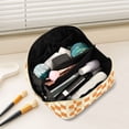 thumbnail image 2 of FORMRS Makeup Bag Travel Cosmetic Organizer for Women Fold Flat Zipper Pouch with Handle, Orange Checkered Pattern, 2 of 8