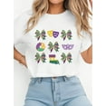 thumbnail image 1 of Mardi Gras Celebration Women's T-Shirt - Casual Short Sleeve with Bow & Mask Print, Crew Neck, Butterfly Knot, Summer Combination Style Tee Tee For Adult, Men, Women, Teen, Teenager, Adolescent, Yout, 1 of 6