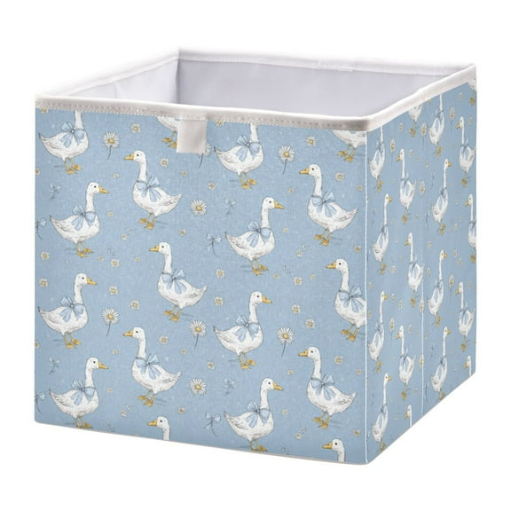 Foldable Fabric Storage Bin Home Cubes Clothing Organizer Bins Large Collapsible Box Basket for Home Organizer Cute Geese and Daisies