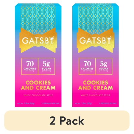 (2 pack) Gatsby Chocolate Cookies & Cream White Chocolate Bar, Low-Sugar, 2.8 oz