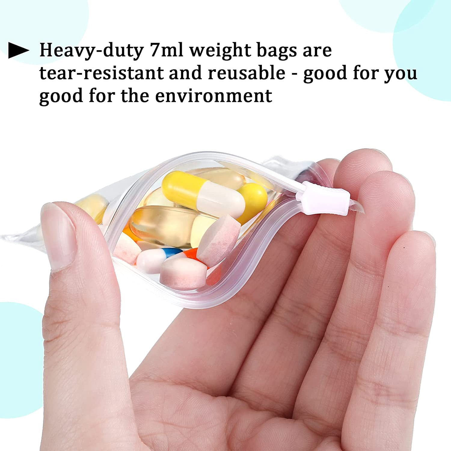 TRIANU Pill Pouch Bags 50Pcs Zippered Pill Pouch Set Reusable Clear Medicine Organizer Self Sealing Medicine Bag Travel Plastic Pill Bags with Slide Lock for Pills Small Items Storage
