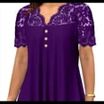 thumbnail image 2 of Blusas Tipo Túnica de Talla Grande para Mujer, de Corta, con Cuello en V, Plisadas y Botones de Encaje. Violeta Oscuro S, 2 of 6