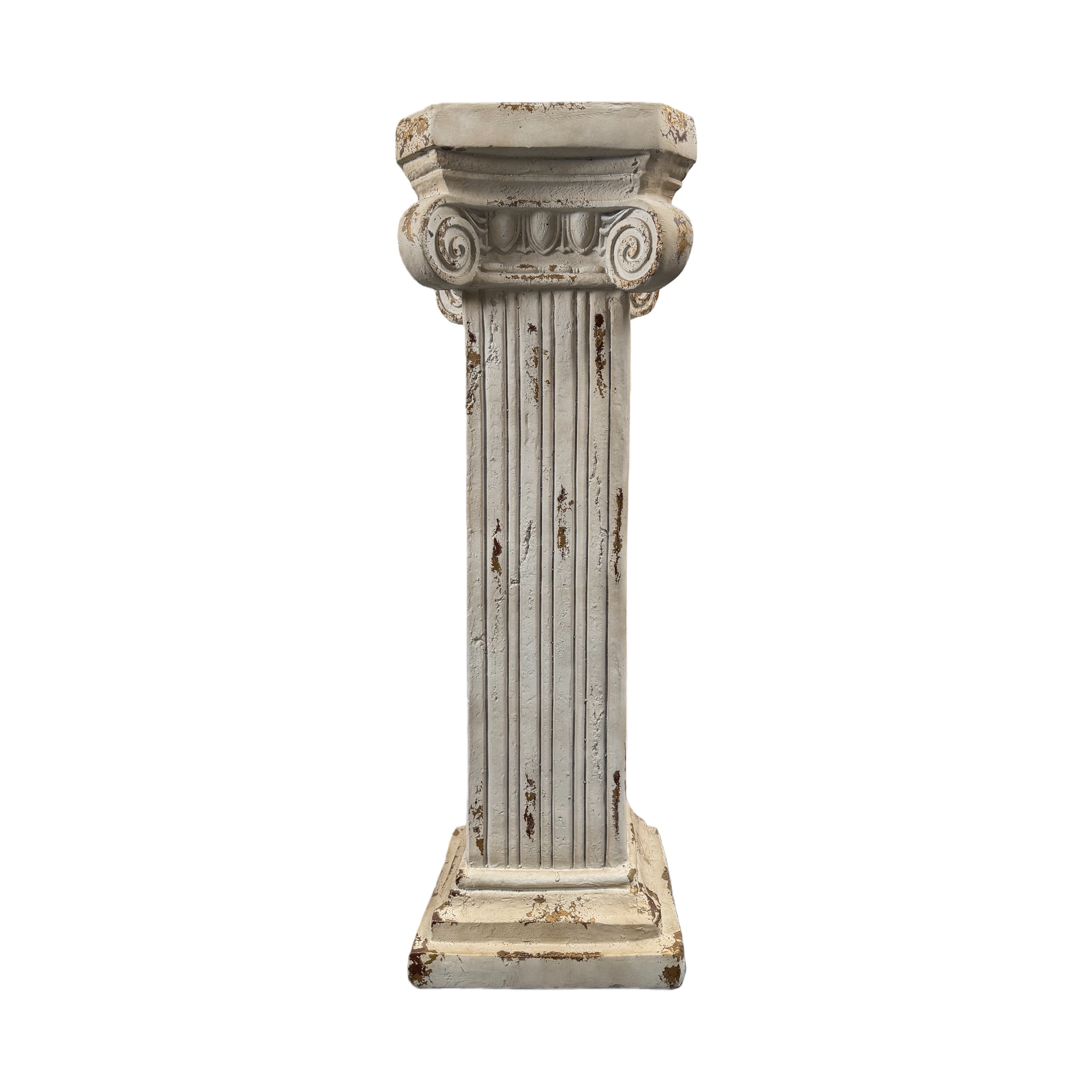 38.18'' Roman Column Pedestal Plant Stand with Base, Greek Style Pillar Sculpture Magnesium Oxide Decorative Stand for Indoor Outdoor Garden Patio Wedding Party Display,Antique White