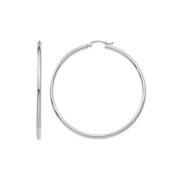 Primal Gold 14 Karat White Gold 2mm Lightweight Tube Hoop Earrings