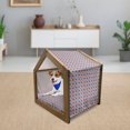 thumbnail image 3 of Moroccan Pet House, Vibrant Geometric Mosaic of Tiles with Star Motifs, Outdoor & Indoor Portable Dog Kennel with Pillow and Cover, 5 Sizes, Navy Blue Scarlet, by Ambesonne, 3 of 5