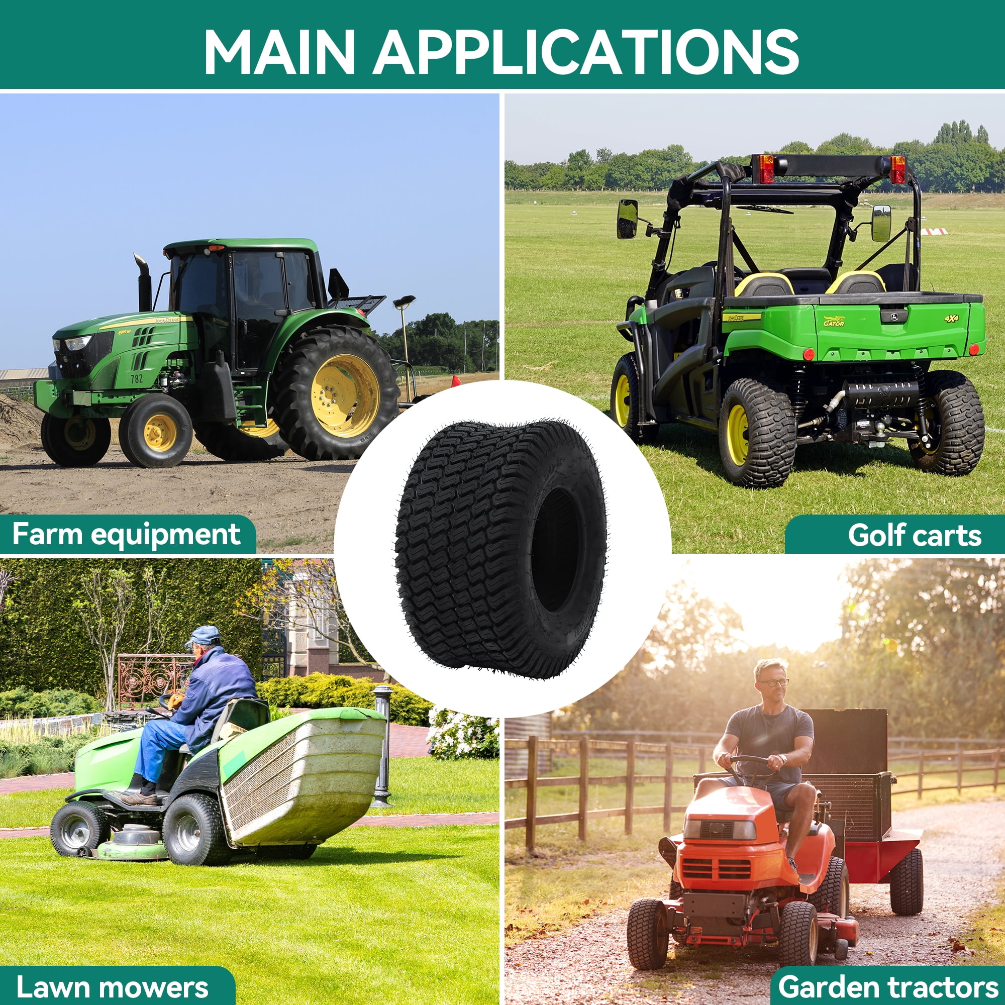 RVNI 4Ply 20x8.00-8'' Set Lawn Mower Tires for Lawnmowers Motorcycles Garden Tractors Golf Carts and Farm Equipment
