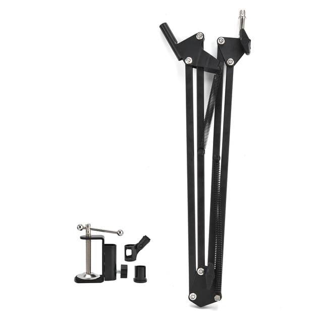Soporte De Brazo De Micrófono, Soporte De Micrófono Telescópico De Metal Negro Plegable Para Voz En Off Para Transmisión Profesional Para Grabación De Juegos