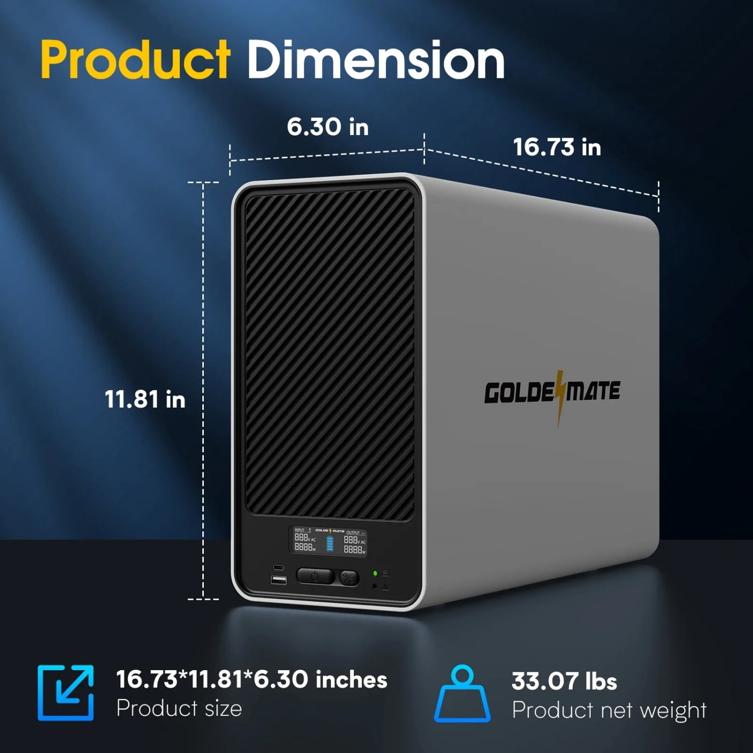 GOLDENMATE 1500VA/1000W Lithium UPS, battery backup Surge Protector, 297Wh LiFePO4 Power, AVR, Line Interactive Sine Wave, 8 Outlets, LCD Display