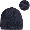 thumbnail image 5 of ZOELNIC Sports Winter Outdoor Knit Visor Hat Billed Beanie with Brim Warm Fleece Lined for Men and Women, Blue, 5 of 6