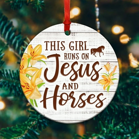 

2Pcs Horse Jesus This Girl Like It Decoration Pendant Christmas Circle Ornament