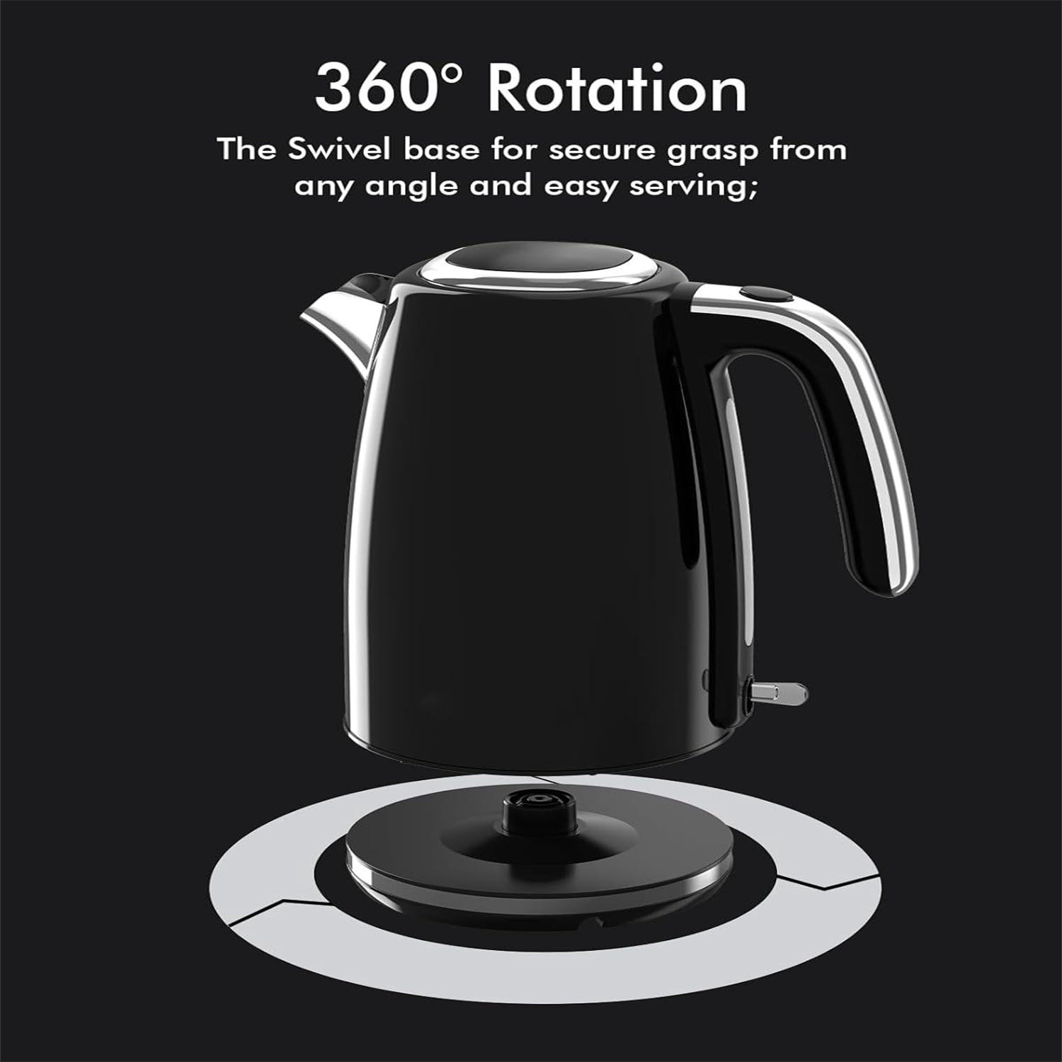 Electric Kettles 1500W for Boiling Water, Longdeem Retro 1.7L Stainless Steel Hot Water Boiler with Automatic Shut Off & Boil Dry Protection, Black