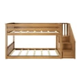 thumbnail image 4 of Max & Lily Solid Wood Twin over Twin Low Bunk Bed for Kids with Staircase, Pecan, 4 of 13