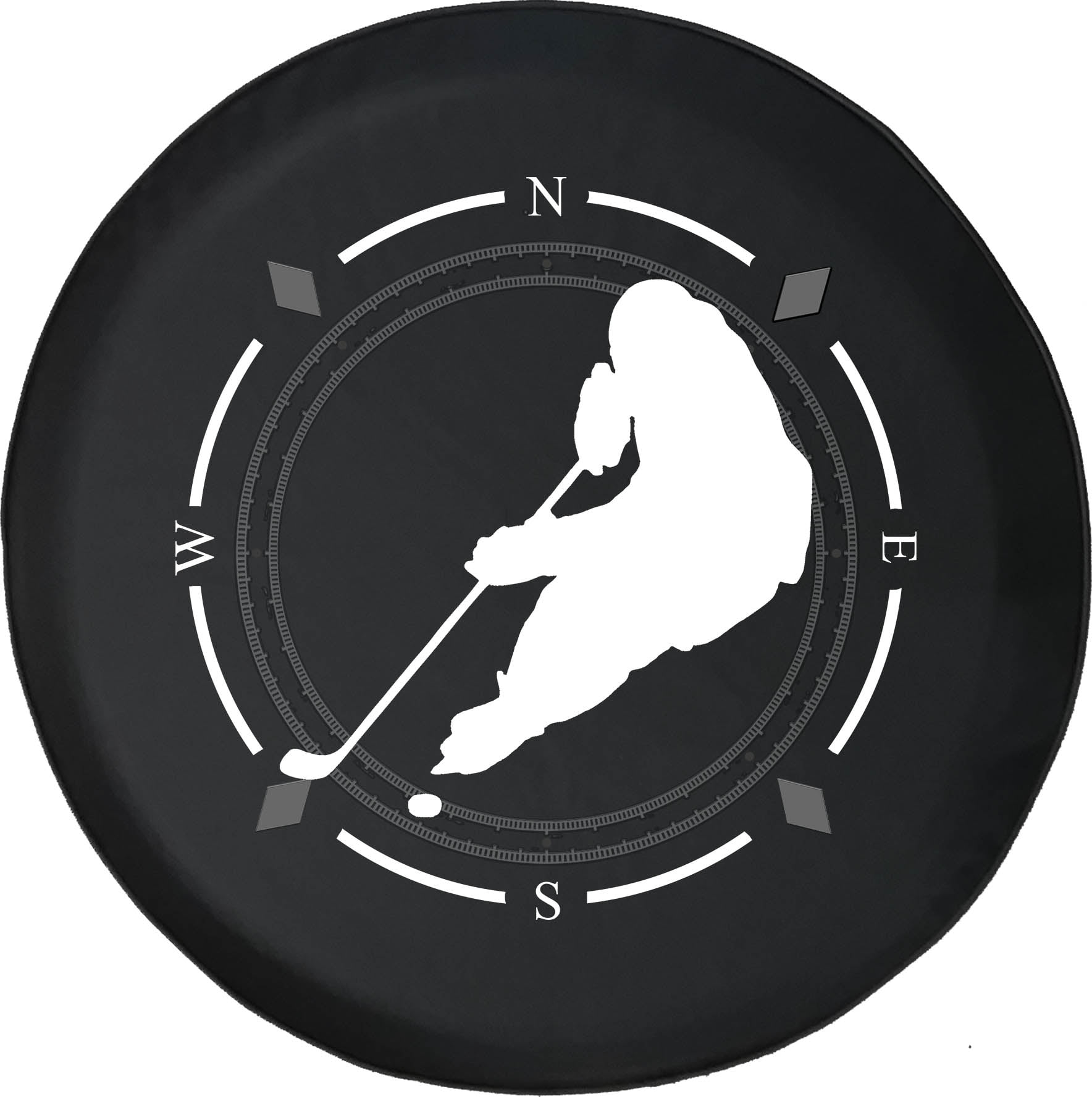 Spare Tire Cover Compass Hockey Player Skating with Puck Wheel Covers Fit  for SUV accessories Trailer RV Accessories and Many Vehicles