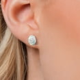 thumbnail image 3 of Gem Stone King 14K White Gold Simulated White Opal Double Notch Stud Earrings for Women Men | 2.00 Cttw | Gemstone October Birthstone | Oval Cabochon 9X7MM, 3 of 6