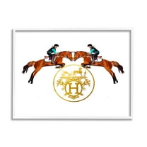 Stupell Industries Glam Emblem Polo Jockeys Animals & Insects Painting White Framed Art Print Wall Art, 30 x 24