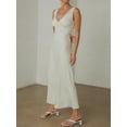 thumbnail image 4 of Women's Spaghetti Strap Long Formal Satin Dress Sleeveless Backless Bodycon Maxi Dresses Split Silk Dress, 4 of 6