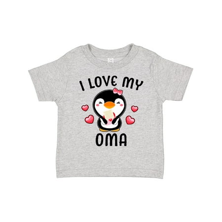 

Inktastic I Love My Oma with Cute Penguin and Hearts Gift Toddler Toddler Girl T-Shirt