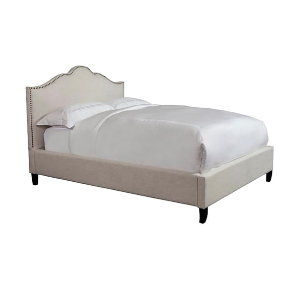 Pemberly Row Traditional Fabric California King Bed in Beige