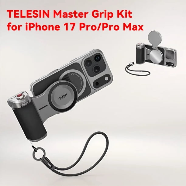 【TELESIN】iPhone 17Pro MAX用 マグネット式スマホグリップ TELESIN Master Grip Kit Magnetic Phone Camera Grip 3200mAh for