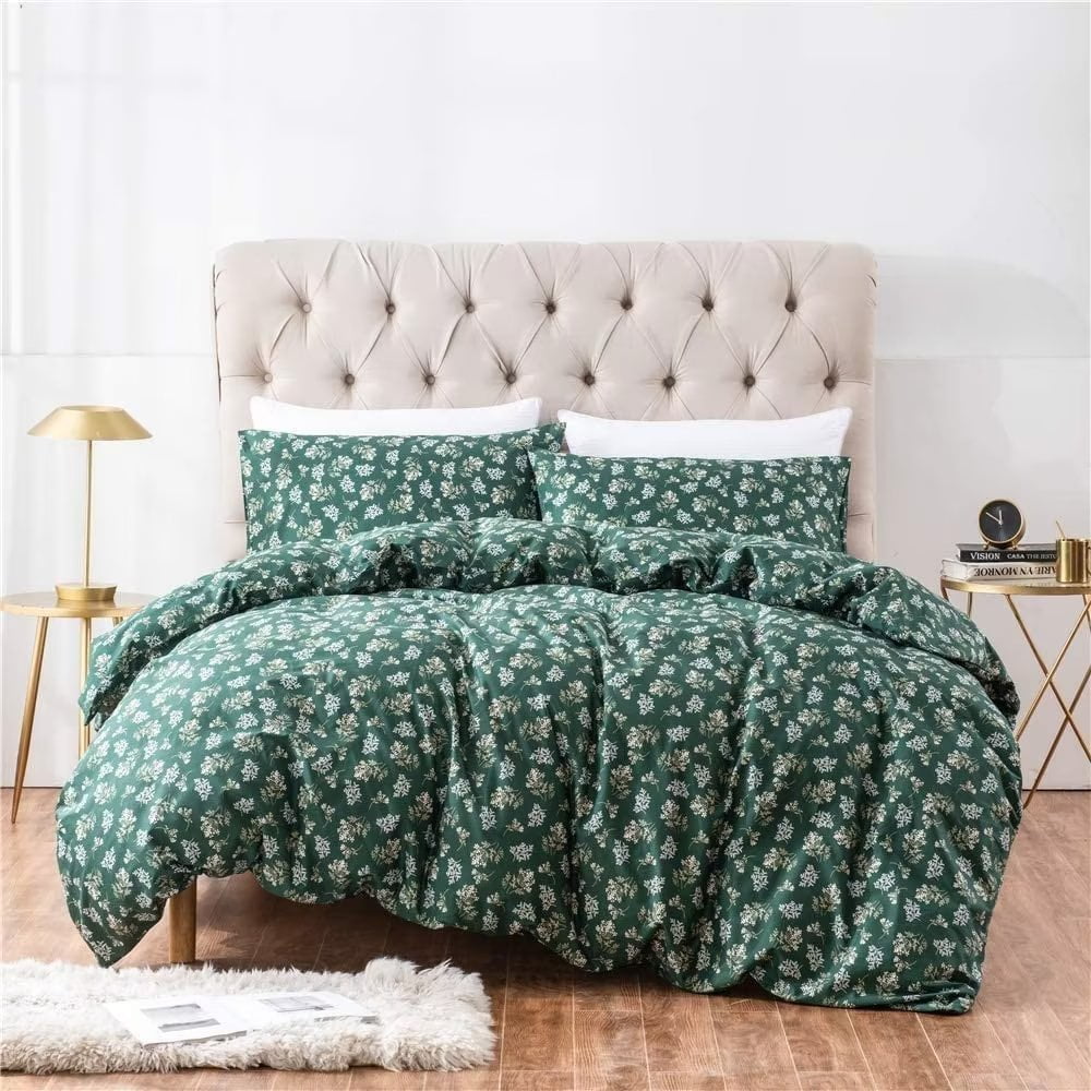 PinkMemory Green Floral Duvet Cover Twin Cotton Vintage Floral Bedding