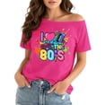 thumbnail image 2 of Womens Off Shoulder Summer T Shirts Love The 80's Print Boat Neck Short Sleeve Casual Tops Fashion 2026 Y2K Tees, 2 of 4
