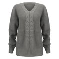 thumbnail image 6 of Apepal Sweaters for Women Women's Sweater Casual Long Sleeve V Neck Solid Loose Chunky Knit Pullover Tops Fall Sweaters for Women Gray XL, 6 of 6