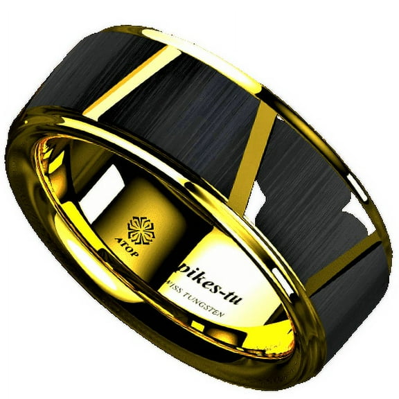 Tungsten Rings for Men Wedding Bands for Him Womens Wedding Bands for Her 6mm Luxury Black Brushed Gold
