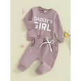 thumbnail image 3 of Bagilaanoe 2PCS Toddler Baby Girl Pants Set Letter Print Long Sleeve Sweatshirt Tops + Sweatpants 3M 6M 12M 18M 24M 3T Kids Casual Sweatsuits, 3 of 9