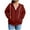 Wine, variant on Women's Plus Size Zip Up Jackets Fall Long Sleeve Hoodies Solid Color Full Zip Hooded Sweatshirts Loose Comfortable Fleece Jacket Outdoor Outwears for Women