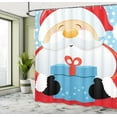 thumbnail image 5 of Ambesonne Christmas Shower Curtain, Happy Santa with Gift, 69"Wx75"L, Sky Blue and Vermilion, 5 of 5