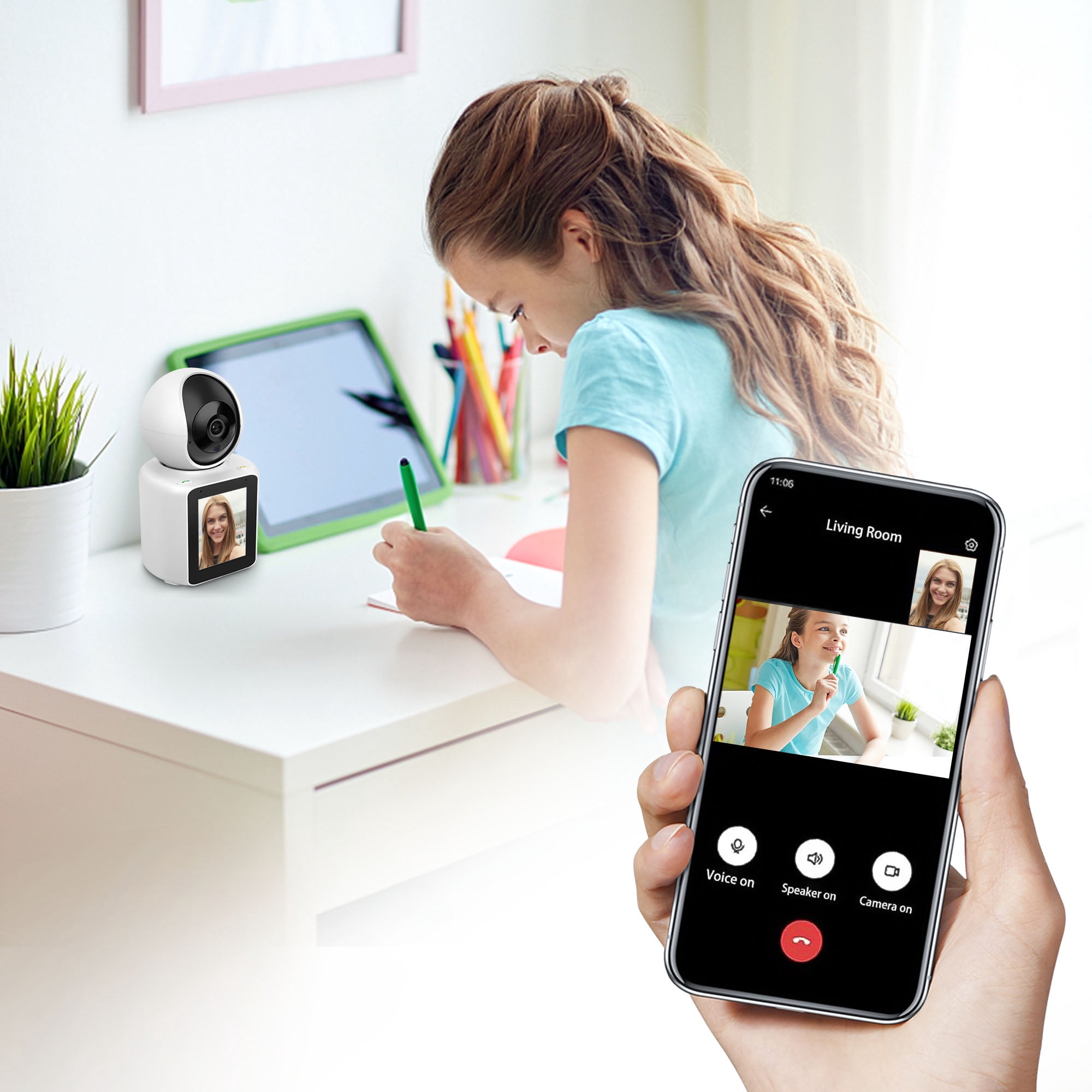 Two-Way Video Camera, Smart Security Camera, 2.8'' 1080p HD Screen, Night Vision, Motion Detection for Baby, Elderly
