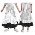 thumbnail image 6 of Doomiva Kids Girls Polka Dots Layered Ruffle Flamenco Skirt Spanish Folklorico Gypsy Full Circle Belly Dance Skirt White 6, 6 of 6