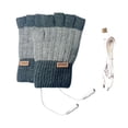 thumbnail image 2 of Guantes USB calentados de media palma de doble cara y espalda calefacción de clima frío Gris, 2 of 7