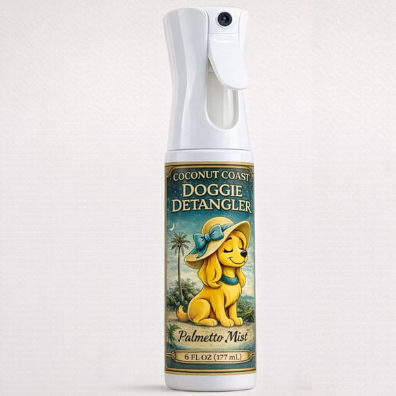Coconut Coast Doggie Detangler Spray, 6 oz – Leave-In Dog Grooming Spray for Tangles & Mats, Coat Shine & Softness, Gentle Daily Use for All Breeds