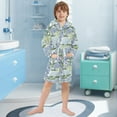 thumbnail image 5 of FORMRS Niños Bathrobe Unisex Hooded Robe Soft Plush Pajamas Sleepwear, Size 10-12T, Vibrant Hydrangeas Pattern, 5 of 7
