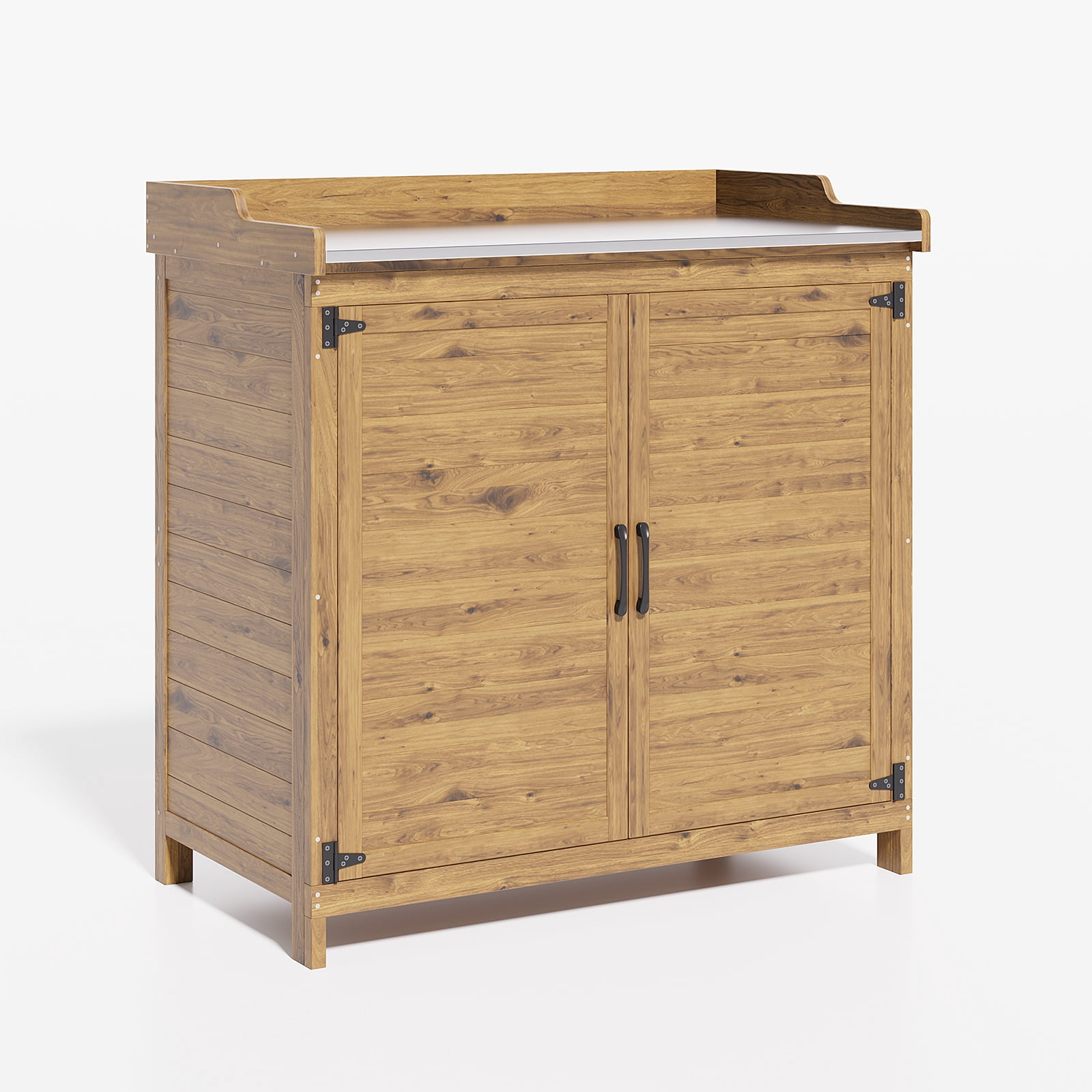 38.6"D x 18.9"W x 37.4"H (6.1 sq ft) Wood Outdoor Patio Potting Bench with Adjustable Shelves - Natural Cedar