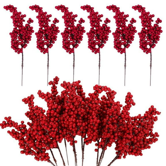 10PCS Artificial Berry Stems Fake Flower Berry Holly Christmas Tree Decor DIY