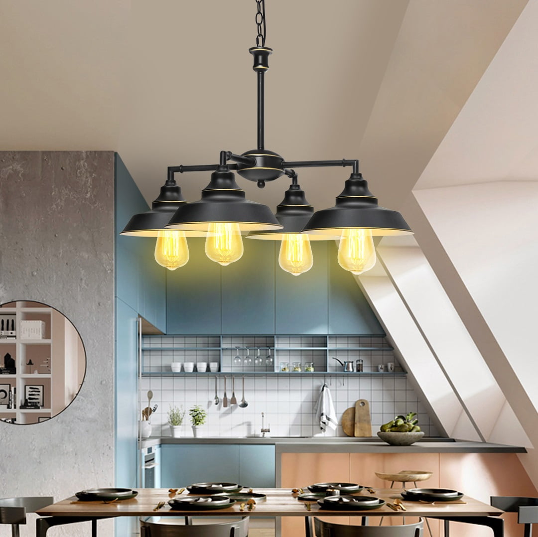 SINGES 4-Light Pendant Light with Ceramic Shades, Kitchen Island Light Adjustable Industrial Rustic Chandelier Farmhouse Vintage Ceiling Lights ...