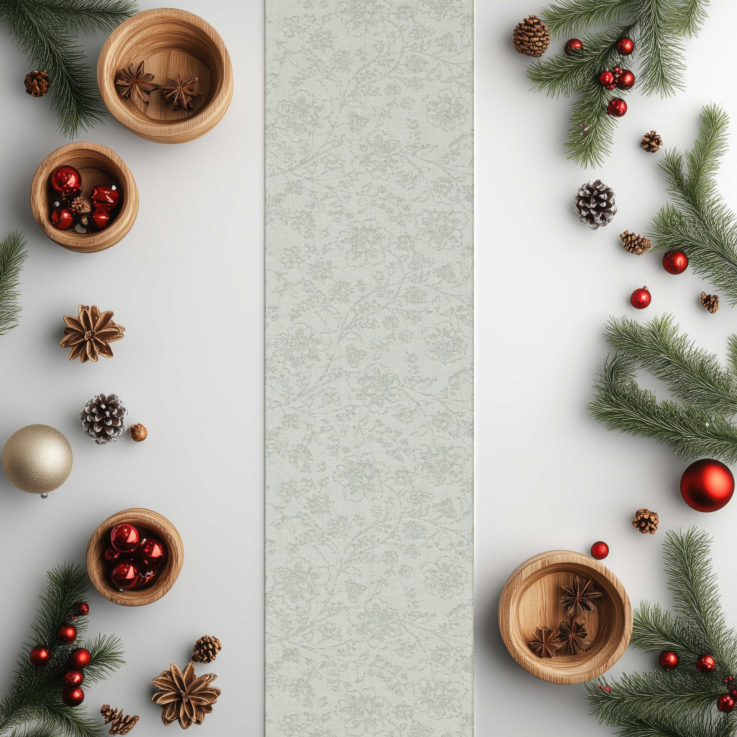 Holiday Plaid Jacquard 13" x 90" Reversible Table Runner - 100% Cotton, Multi-Color