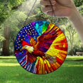 thumbnail image 6 of Stained Glass Suncatcher Panel Flying Eagle and Flag Handmade Glass Wingdow Hanging Suncatcher Ornaments Crafts Kits for Memorial and Garden Indoor Decor 6.3"-9, 6 of 8